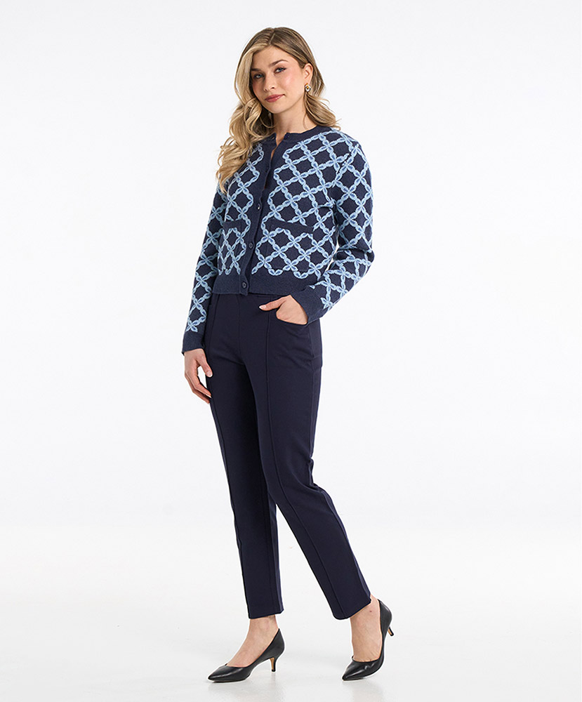 Collection de vêtements pour femme Moffi par Moffi International. Cardigan bleu.